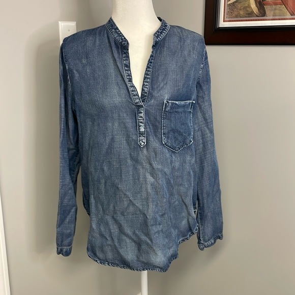 cloth & stone Tops - Cloth & Stone Denim Shirt Cotton Tunic Long Sleeve Size Medium Womens